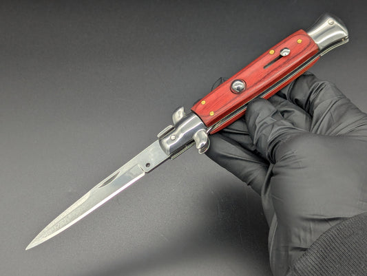 9" RED WOODEN BAYO BLADE ITALIAN STYLE STILETTO