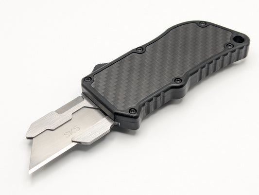 Black Carbon Fiber D/A Box Cutter OTF Knife