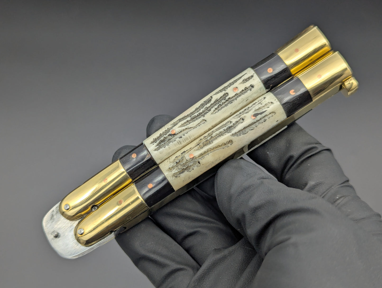 23cm TRIPLE HORN KRIS BLADE PHILIPPINES HANDMADE BALISONG BRASS