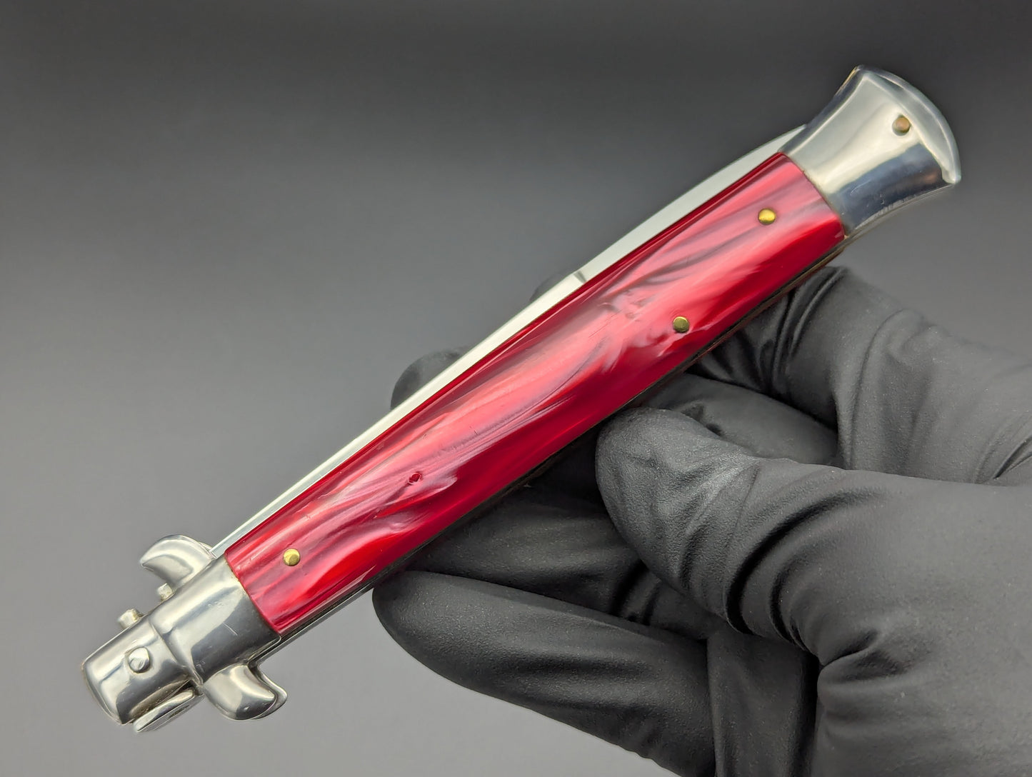 VINTAGE 11" RED ACRYLIC 'STILETTO SICILIANO' HANDMADE ITALIAN STILETTO