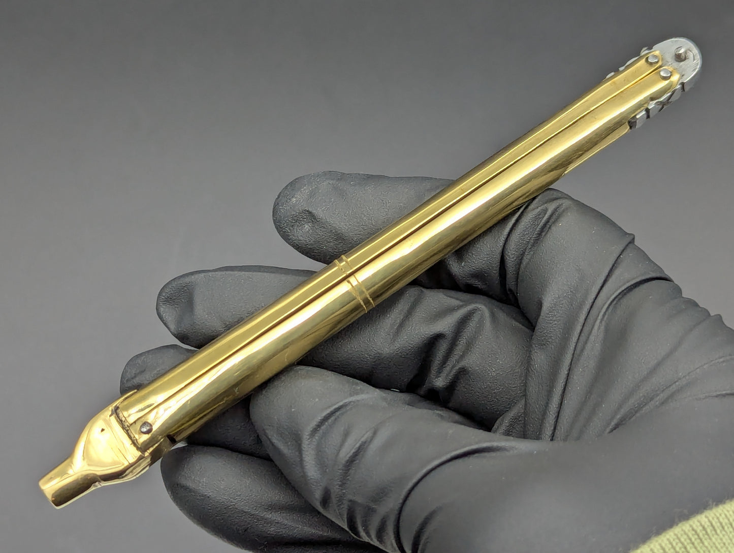 CLIP POINT FHM BRASS & STEEL BALISONG PEN KNIFE