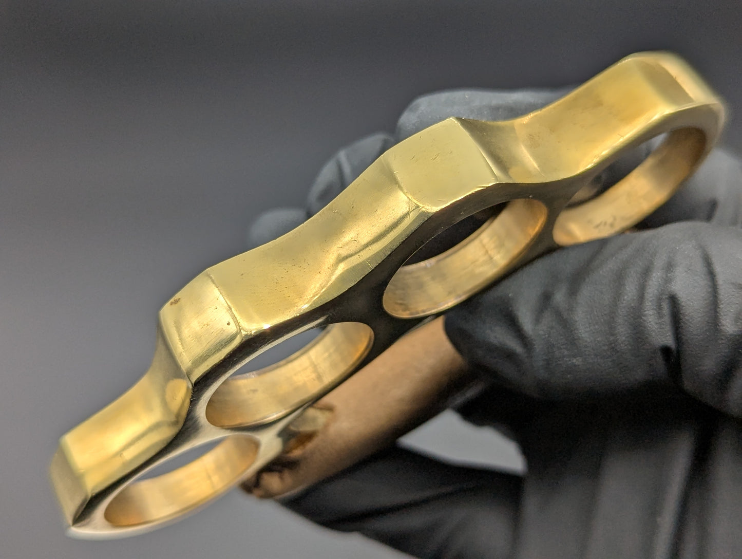 BRASS SQUARE TOP BRASS KNUCKLE w/ LEATHER ROCKER
