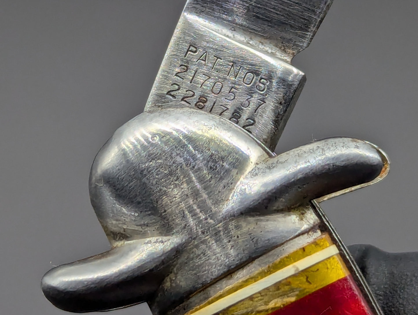 ANTIQUE IMPERIAL FIXED GUARD CANDY STRIPE SWITCHBLADE KNIFE