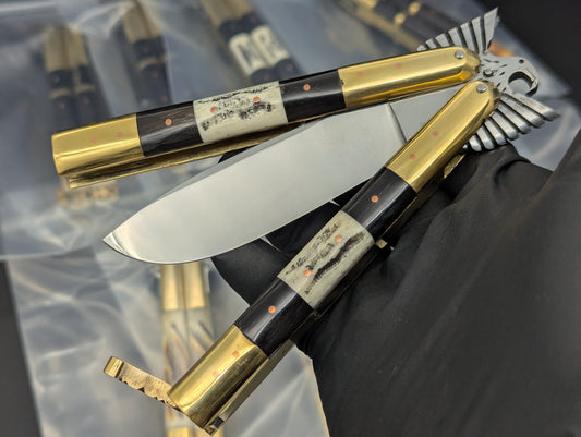 8.7" TRIPLE STACKED SCALE EAGLE TANG FHM BALISONG