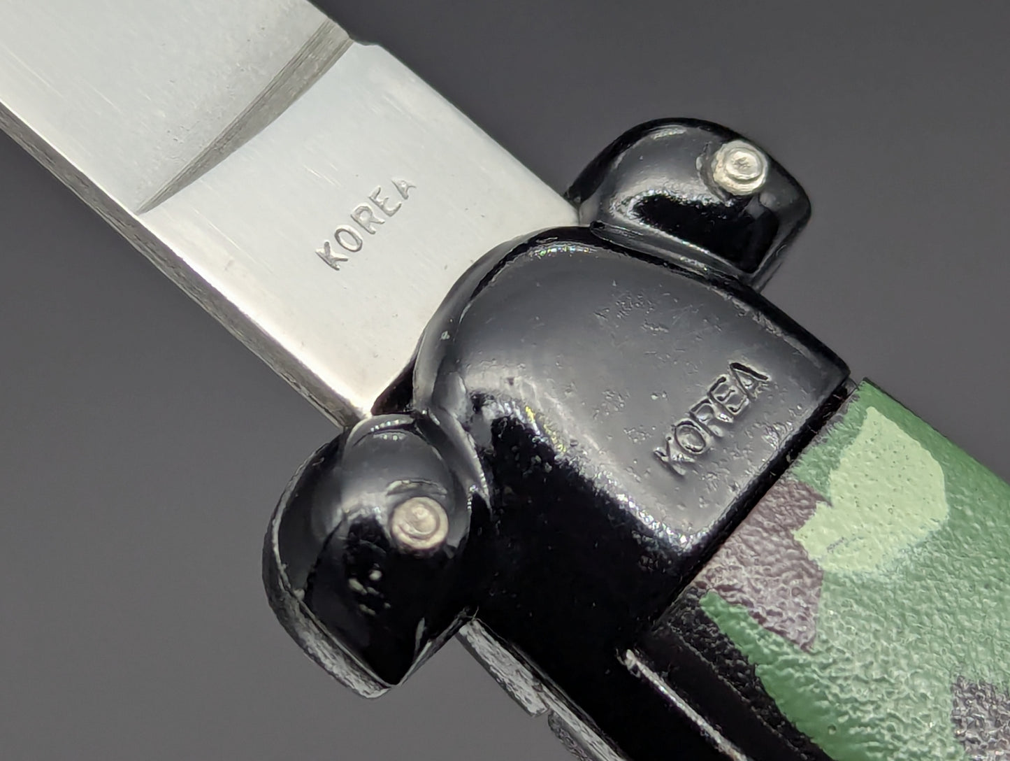 VINTAGE KOREAN NATO MILITARY OTF KNIFE 3 PIN CAMO