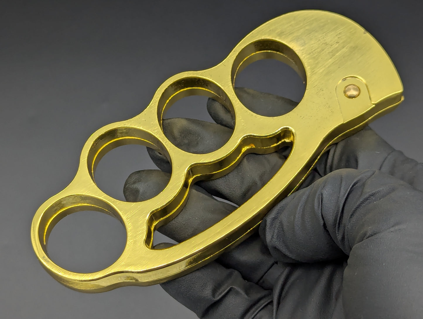 BRASS KNUCKLE DUSTER AUTOMATIC KNIFE GOLD