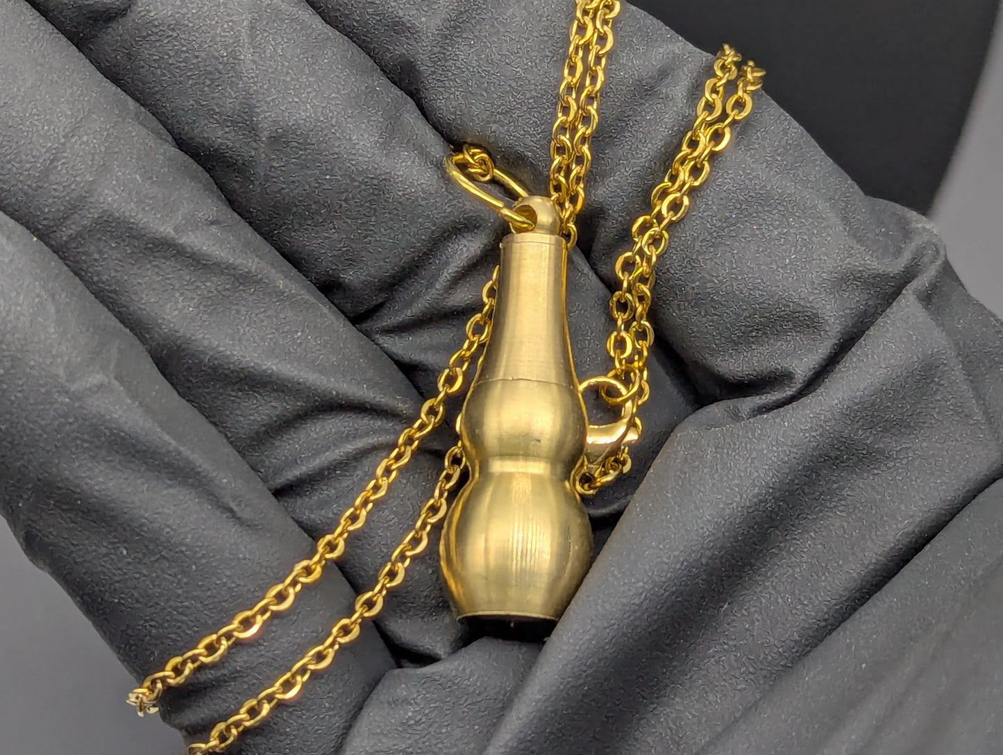 22" Gold Magic Powder Urn Mini Spoon & Screw Top Jar EDC Necklace