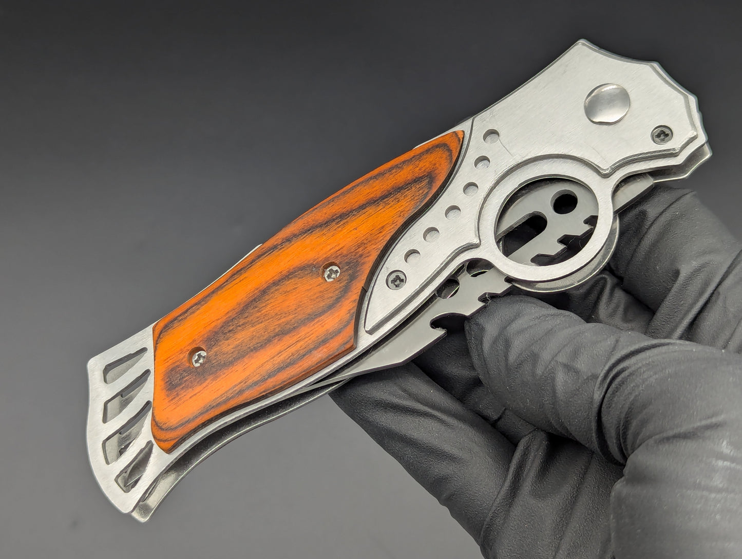 9.5" ROSEWOOD CIGAR CUTTER AUTOMATIC OPENING KNIFE