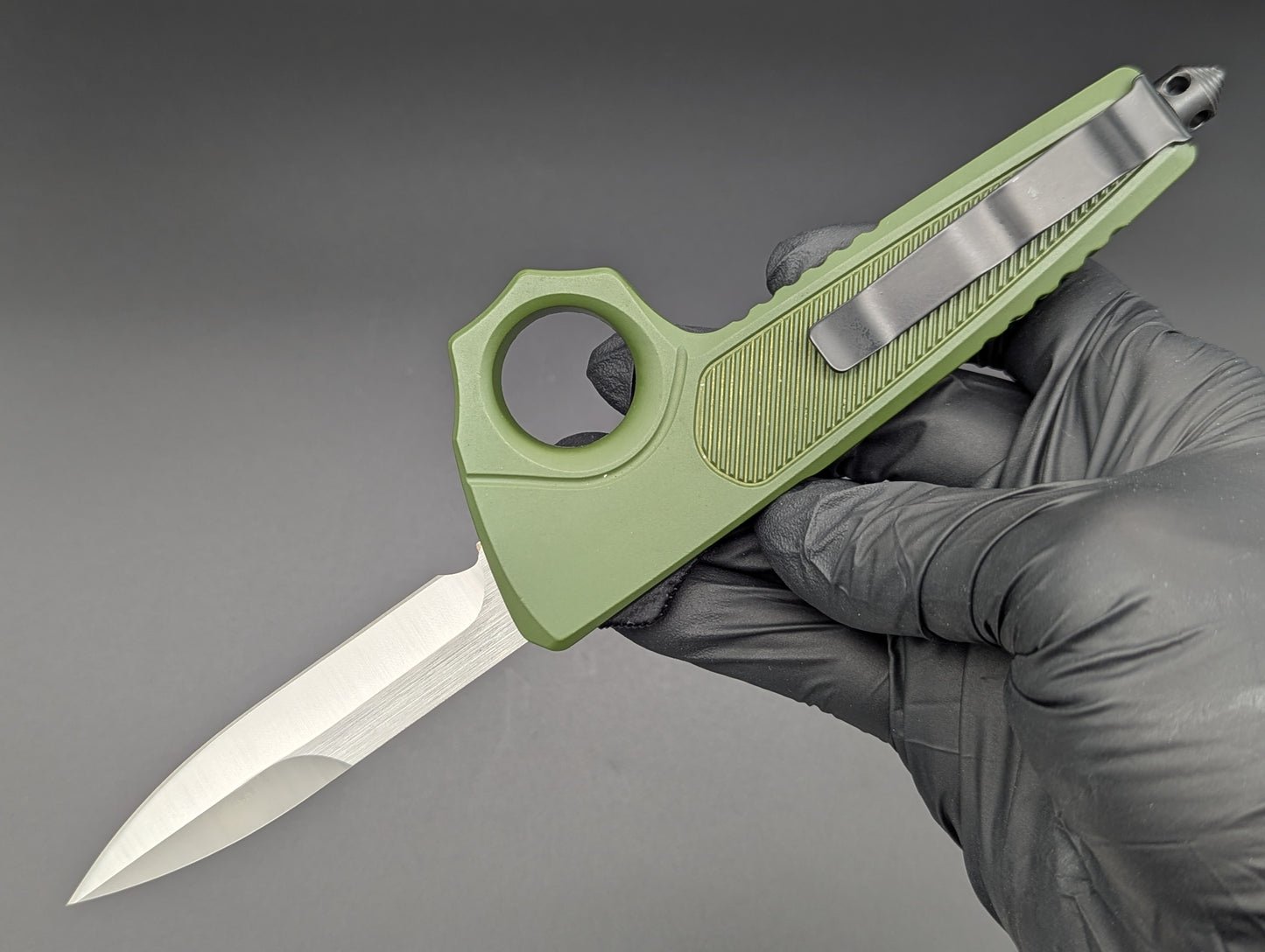 GREEN SFK GLASS BREAKER D/A OTF KNIFE BAYONET