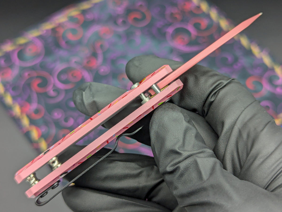 PINK SPRINKLE DONUT CALI LEGAL SWITCHBLADE KNIFE