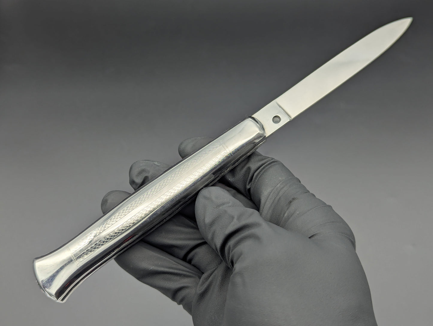 XL ANTIQUE ITALIAN STAINLESS FANTAIL SWITCHBLADE KNIFE