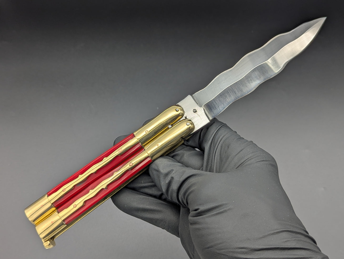 9" KRIS KALAPKUP RED FHM BALISONG KNIFE