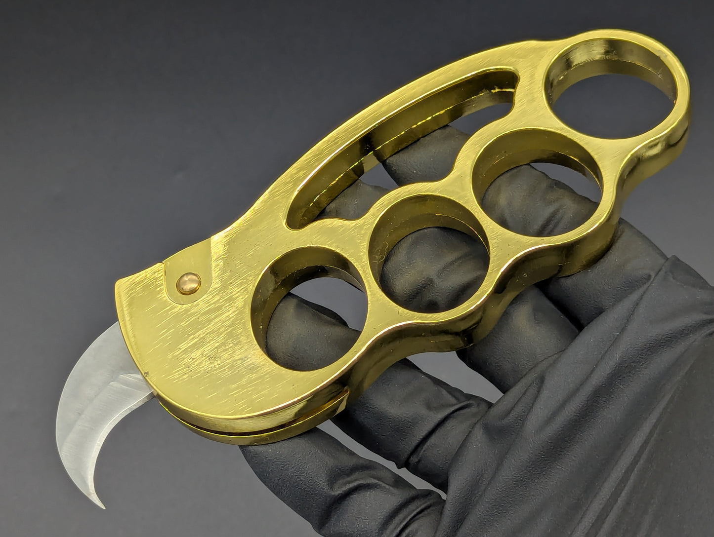 BRASS KNUCKLE DUSTER AUTOMATIC KNIFE GOLD