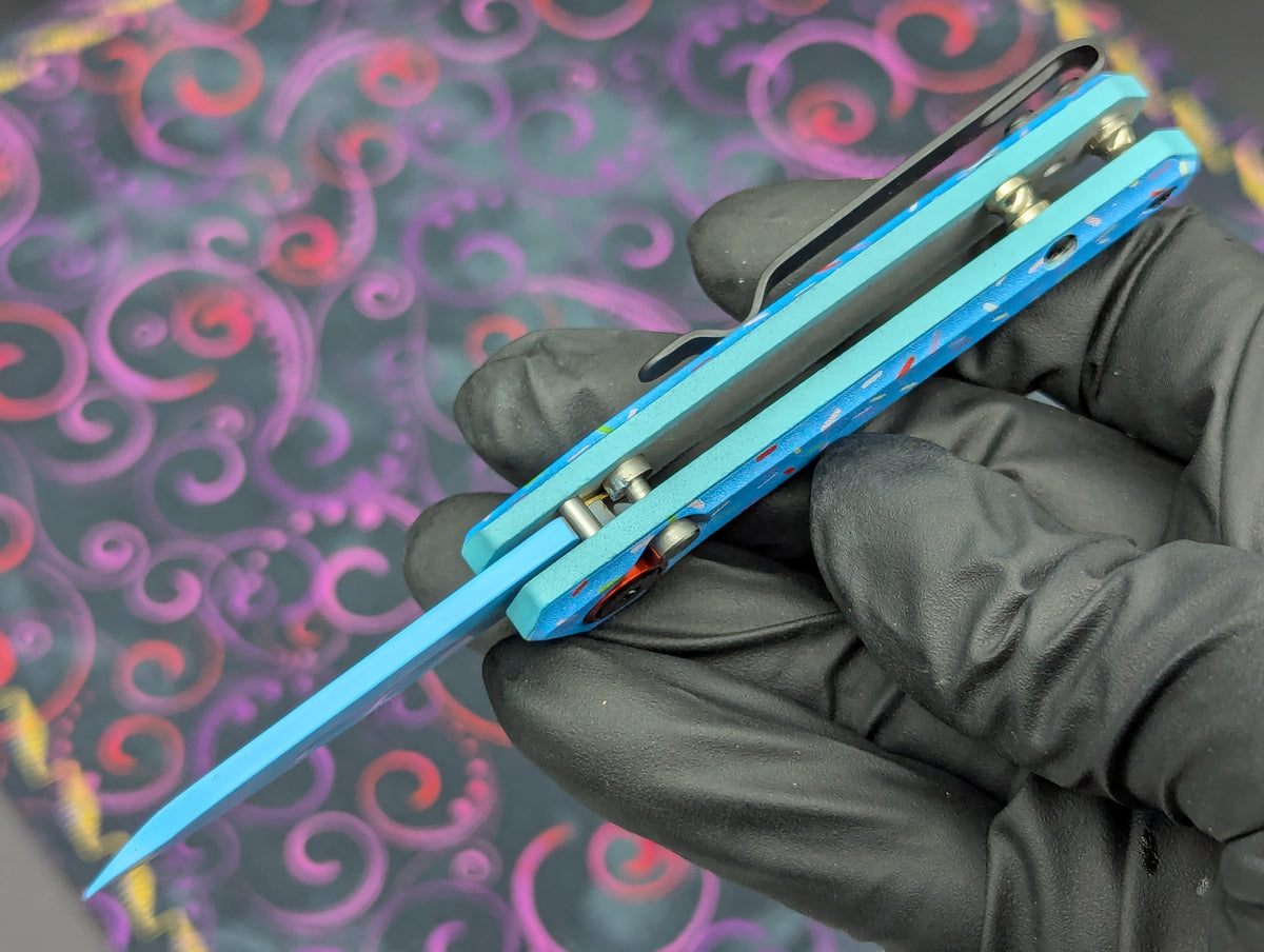 BLUE SPRINKLE DONUT CALI LEGAL SWITCHBLADE KNIFE