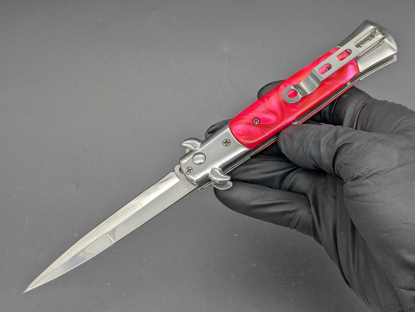 PINK PEARL MILANO DIABLO STILETTO SWITCHBLADE KNIFE