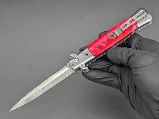 PINK PEARL MILANO DIABLO STILETTO SWITCHBLADE KNIFE