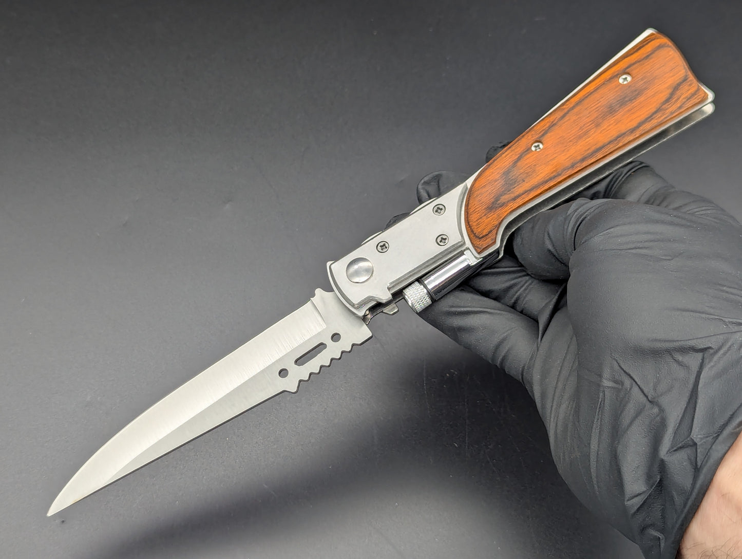 XL RIFLE FLASHLIGHT AUTOMATIC KNIFE ROSEWOOD