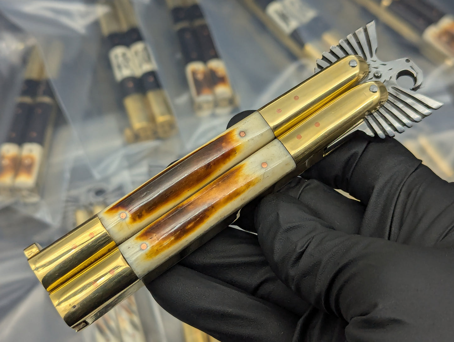 22CM EAGLE TANG FHM BALISONG RAMBO BONE