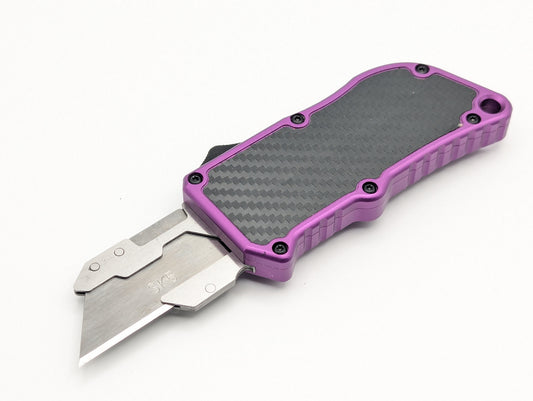 Purple Carbon Fiber D/A Box Cutter OTF Knife