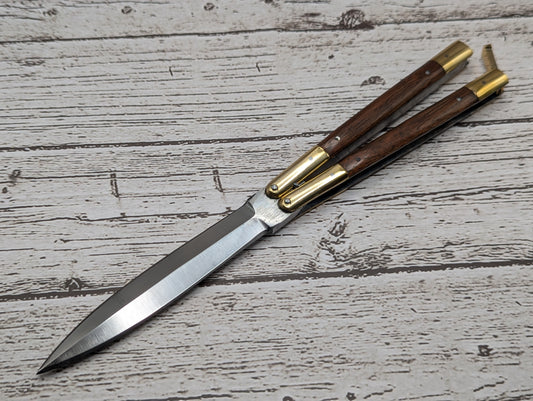 9" FHM Slim Narrawood Balisong Dagger