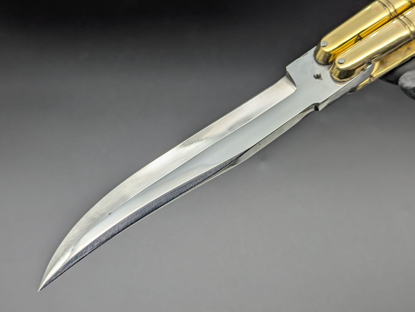 11" 404g SOLID BRASS FHM CLIP POINT BLADE BALISONG