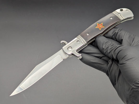 USSR Hidden Release Automatic Knife Dark Wood