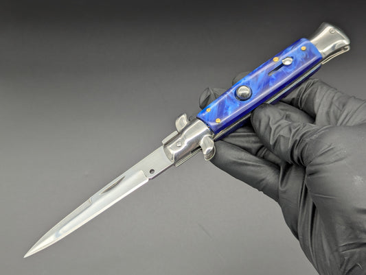 9" BLUE PEARL BAYO BLADE ITALIAN STYLE STILETTO