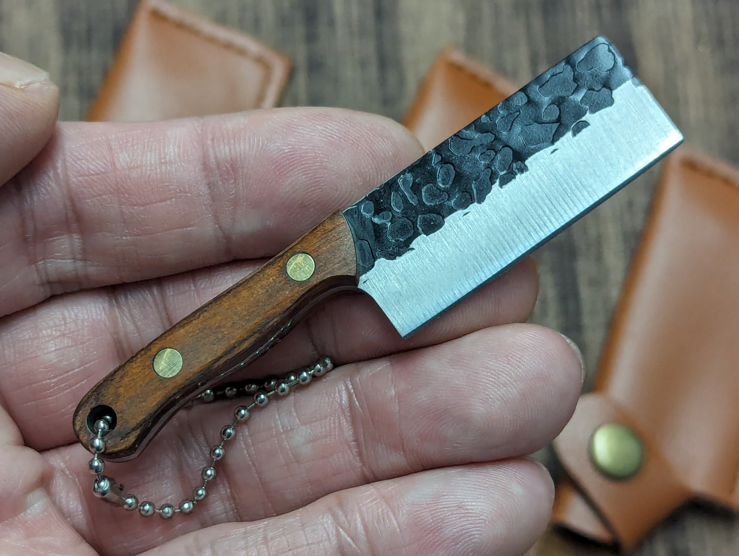 Mini High Carbon Steel Forged Cleaver Keychain Knife #3