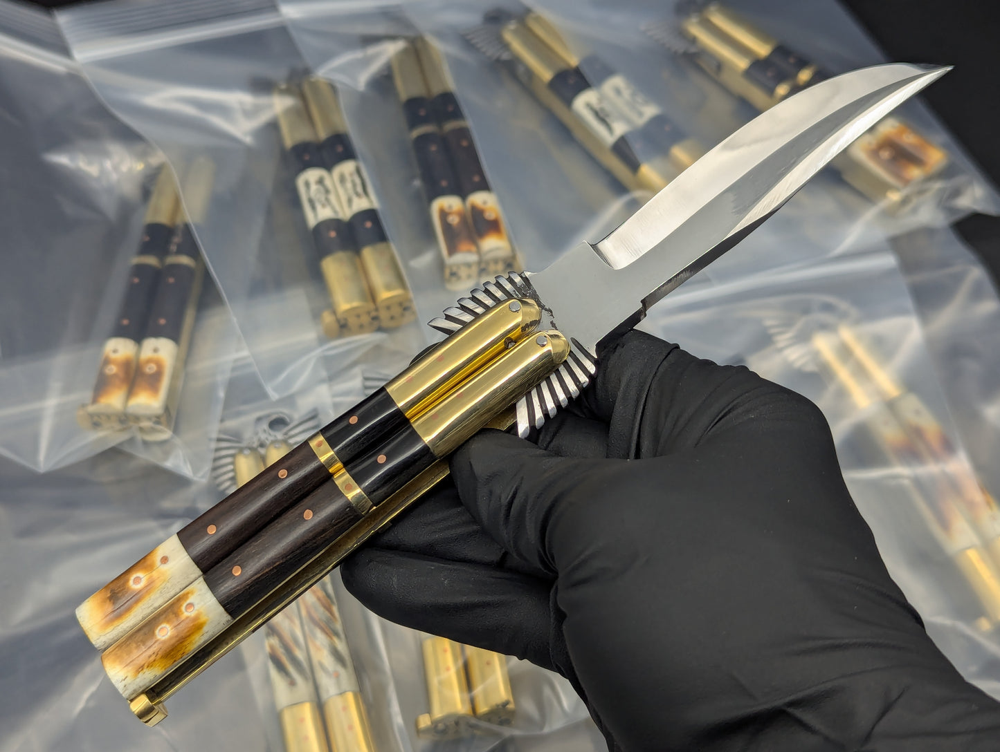 22CM PHILIPPINES HANDMADE EAGLE BALISONG BONE/ HORN CLIP