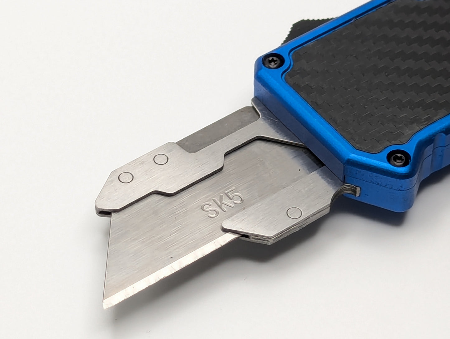 Blue Carbon Fiber D/A Box Cutter OTF Knife