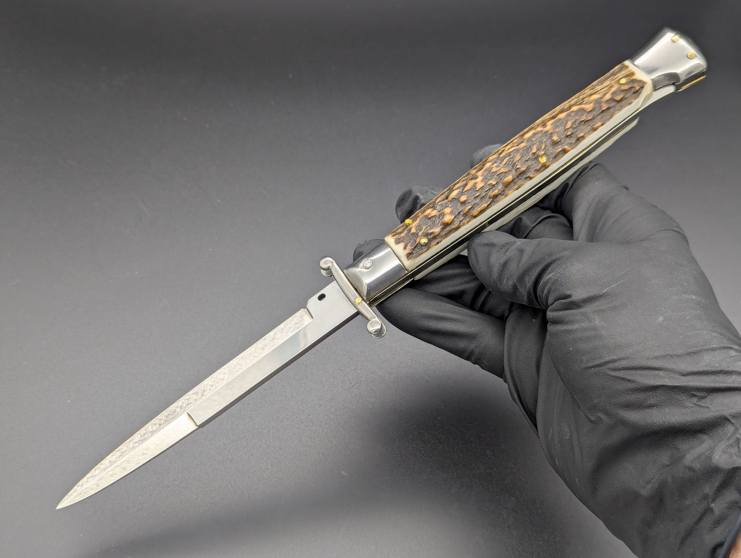 11" STAG HORN FRANK BELTRAME SWINGUARD SWITCHBLADE STILETTO