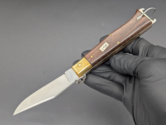 8" JAGUAR ITALIAN SHELL PULLER HUNTING KNIFE WOOD & BRASS