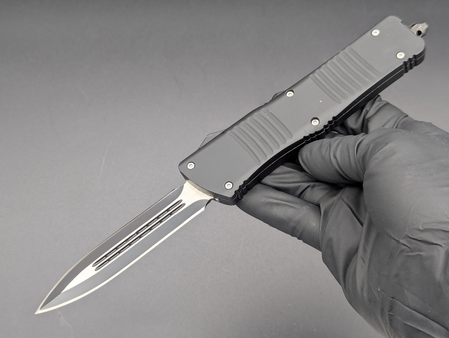 9.5" XL BLACK TACTICAL D/E OTF AUTOMATIC KNIFE