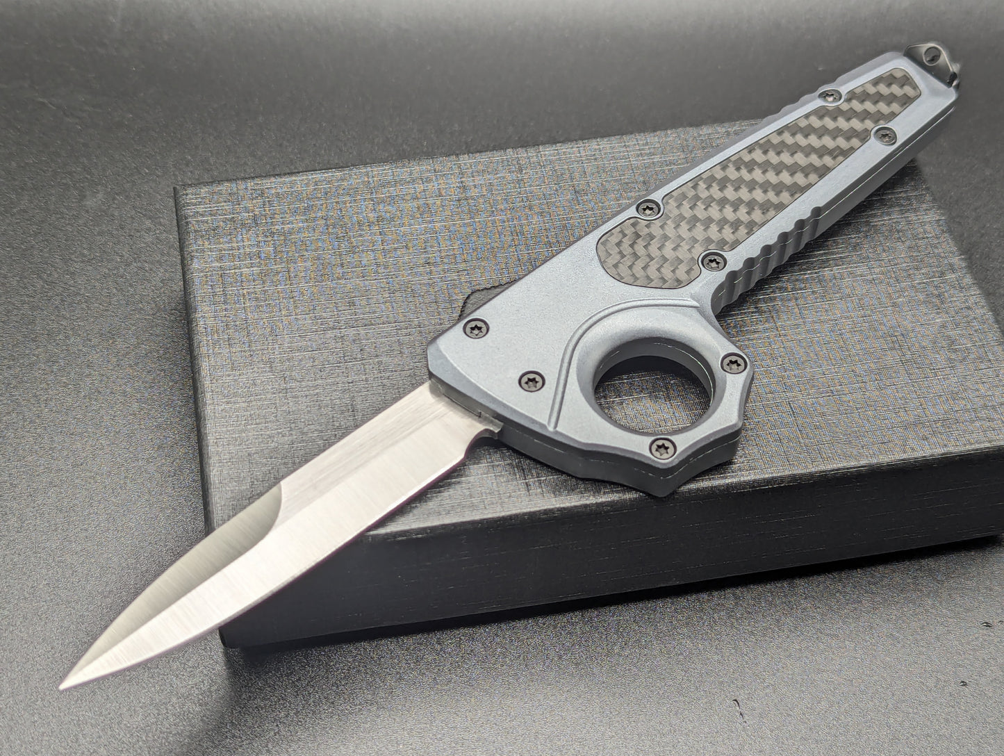 GREY SFK GLASS BREAKER D/A OTF KNIFE BAYONET