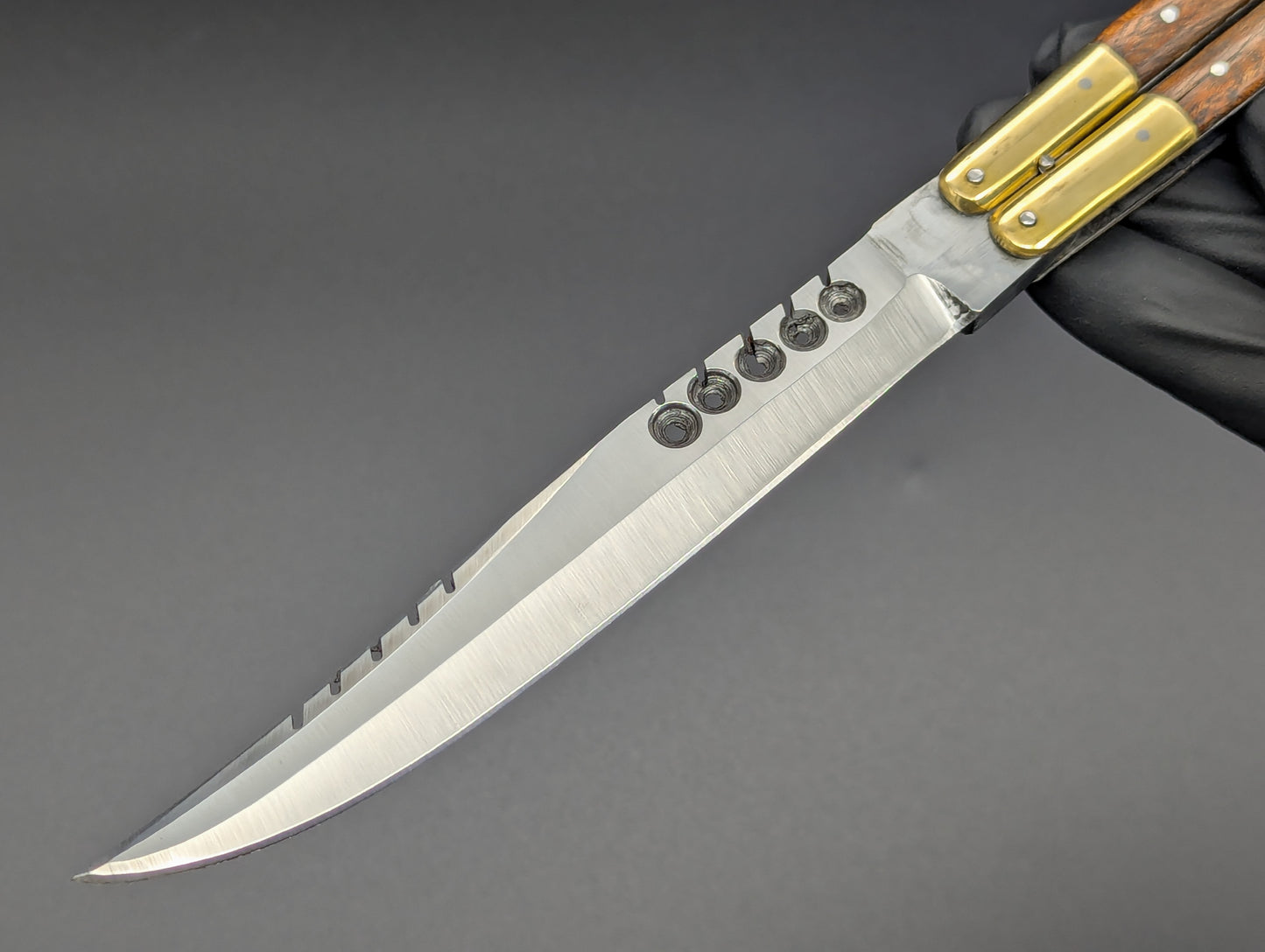 11" FHM Philippines Handmade Slim Narra Wood Balisong Rambo Clip Point