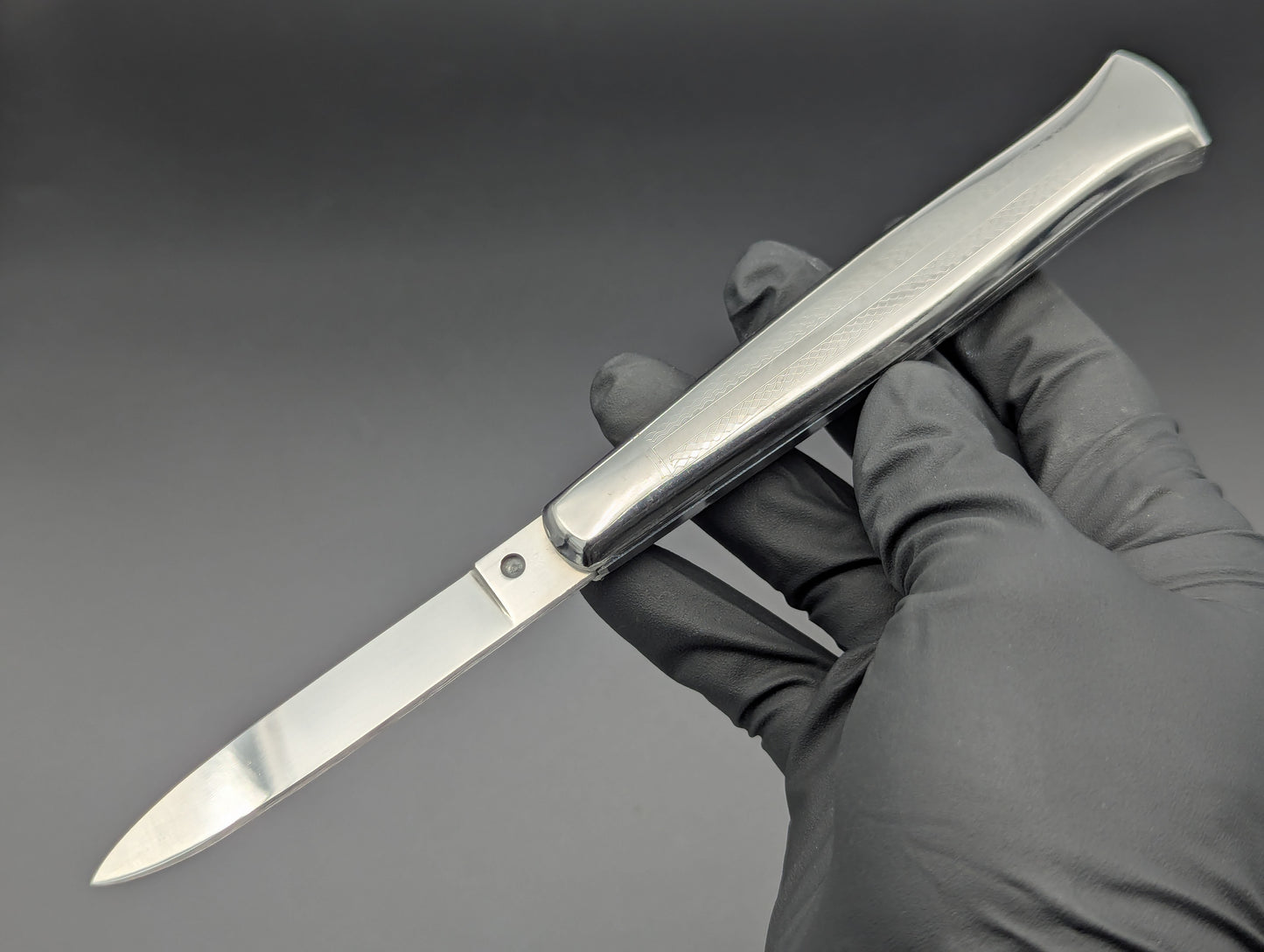 XL ANTIQUE ITALIAN STAINLESS FANTAIL SWITCHBLADE KNIFE