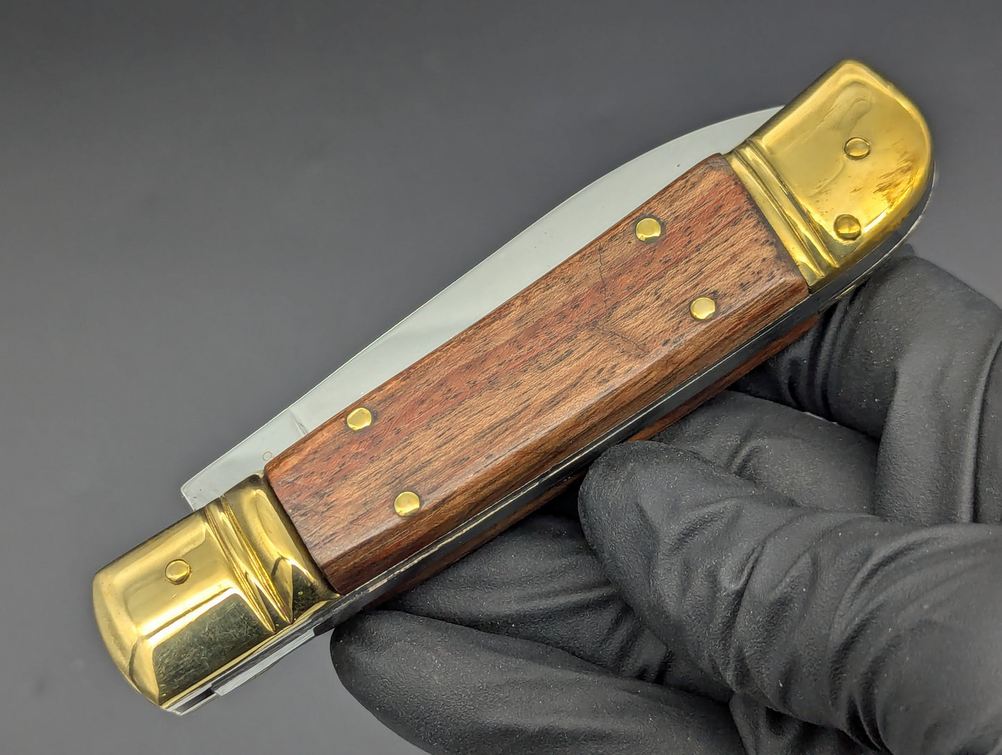 VITYAZ BRASS & WOOD LEVERLOCK SWITCHBLADE KNIFE