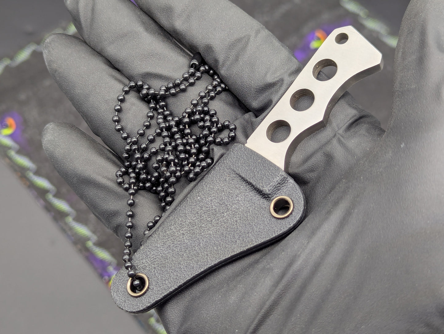 3.5" HARDENED STEEL SPIKE MINI NECK KNIFE w/ SHEATH